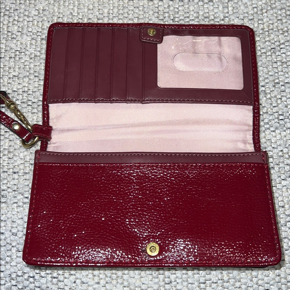Coach Embossed Burgundy Patent Leather Bag AND Wallet/Wristlet Style F17728 - Picture 6 of 13